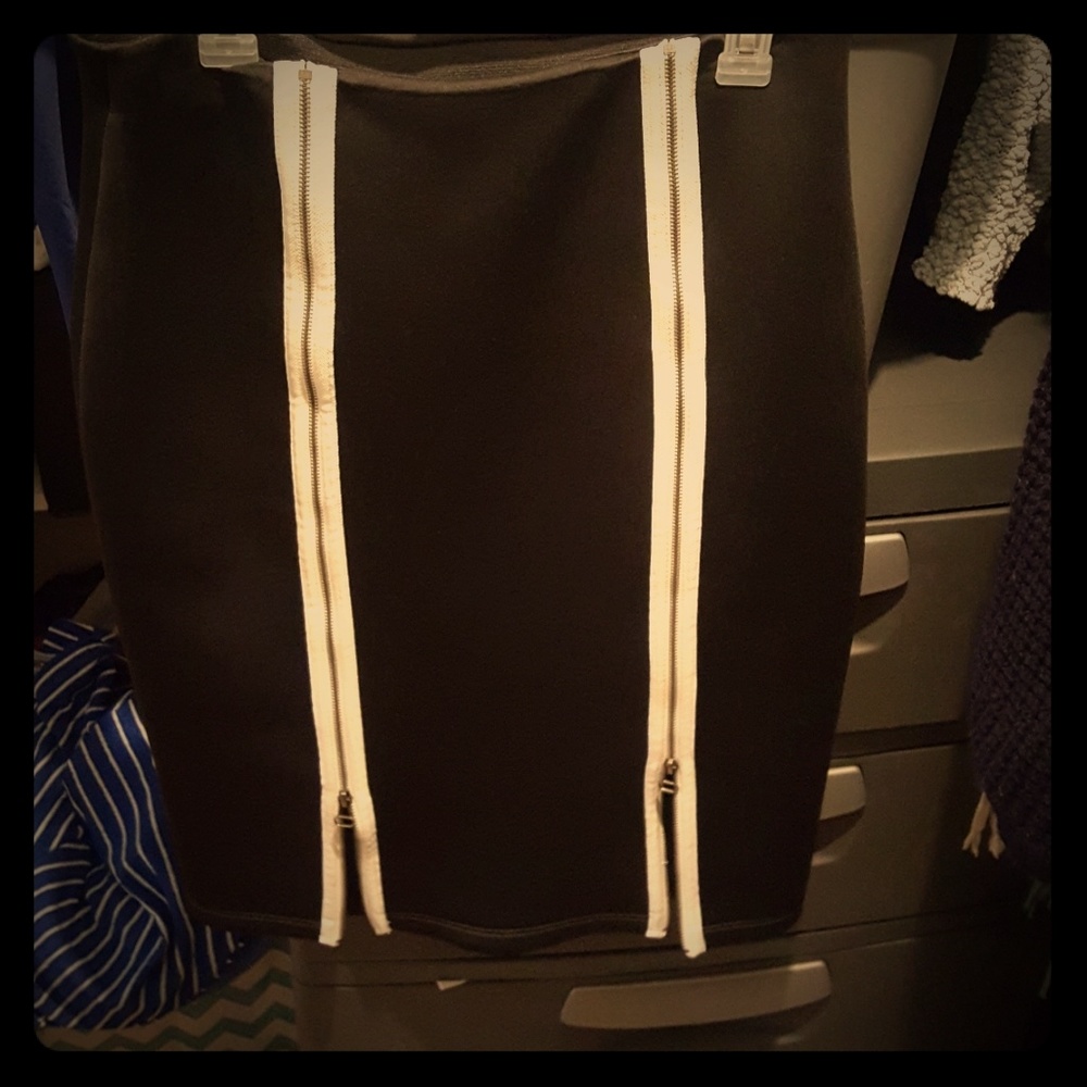 black skirt with zippered front